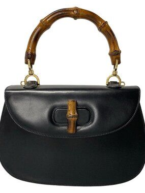 GUCCI Bamboo Classic - Black Leather Handbag